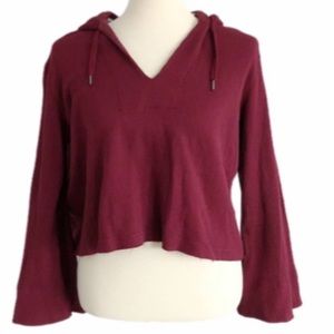 Splendid Crop Hooded Sweater Size L